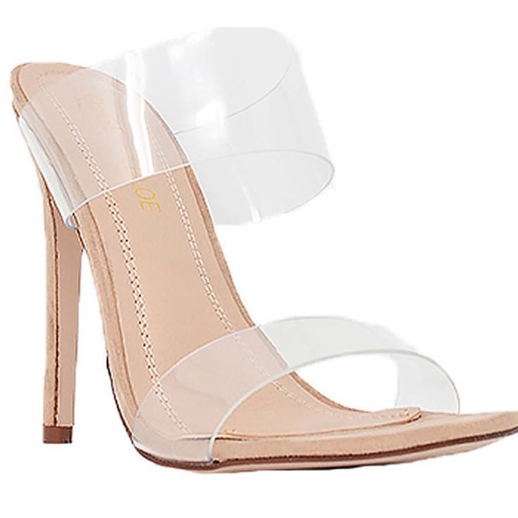 Clear Strap Nude Mule Heel - Picture 2 of 8